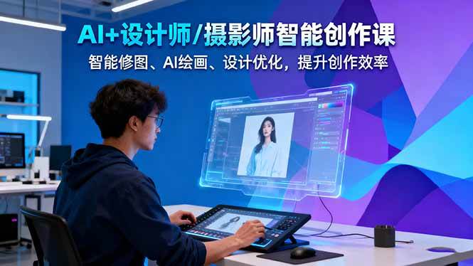 AI+设计师/摄影师智能创作课:智能修图、AI绘画、设计优化,提升创作效率-K6源码网