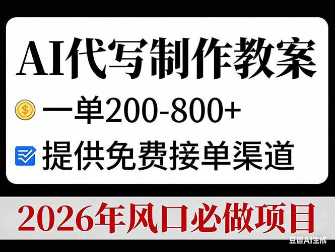 （17096期）AI代写制作教案，一单200-800+，提供免费接单渠道，2026年风口必做项目-K6源码网