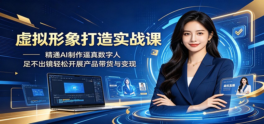 虚拟形象打造实战课:精通AI制作逼真数字人,足不出镜轻松开展产品带货与变现-K6源码网