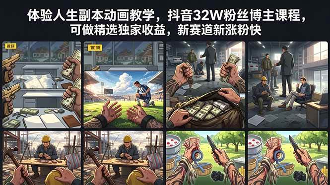 (18826期)体验人生副本动画教学, 抖音32W粉丝博主课程,可做精选独家收益,新赛道新涨粉快-K6源码网
