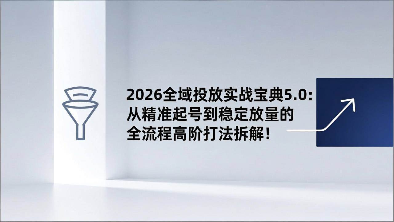 （17156期）2026全域投放实战宝典5.0：从精准起号到稳定放量的全流程高阶打法拆解！-K6源码网