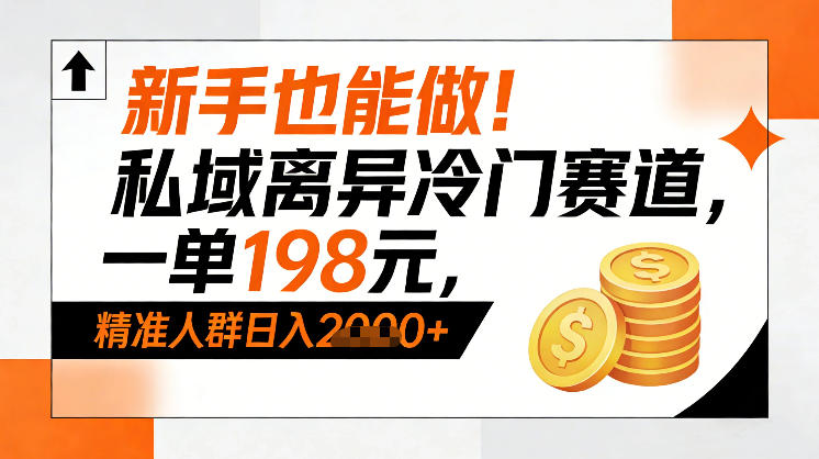 新手也能做！私域离异冷门赛道，一单198，精准人群日入1k+-K6源码网