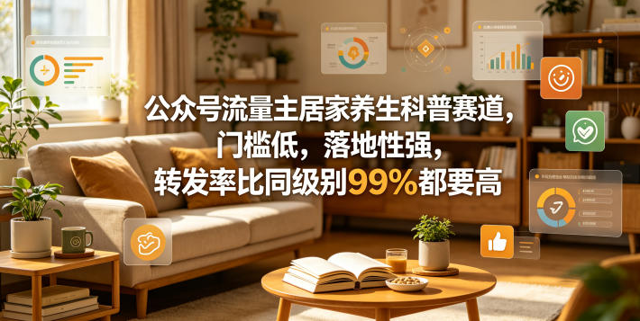 公众号流量主居家养生科普赛道，门槛低，落地性强，转发率比同级别99％都要高-K6源码网