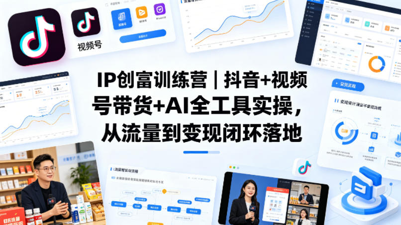 IP创富训练营｜抖音+视频号带货+AI全工具实操，从流量到变现闭环落地-K6源码网