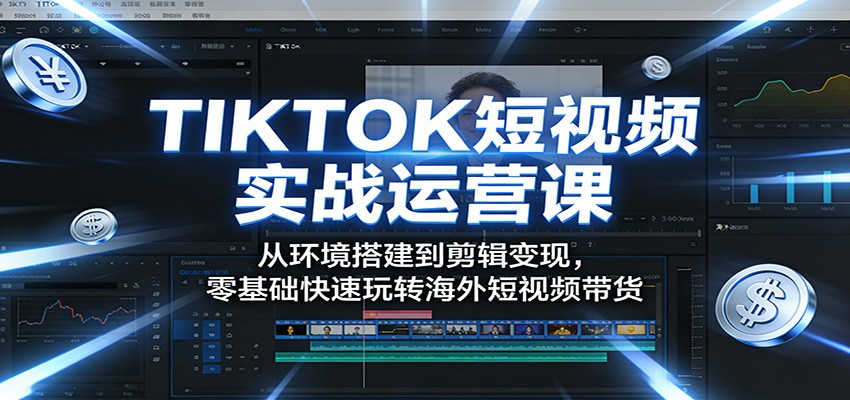 TIKTOK短视频实战运营课：从环境搭建到剪辑变现，零基础快速玩转海外短视频带货-K6源码网