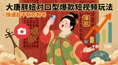 大唐胖妞对口型爆款短视频玩法,快速起千粉万粉号-K6源码网