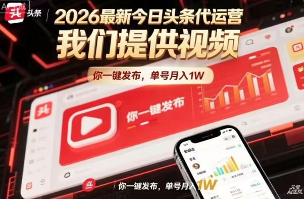 今日头条躺賺模式，你9我1，操作简单，一键发布，单机日入数百，长期合作【揭秘】-K6源码网