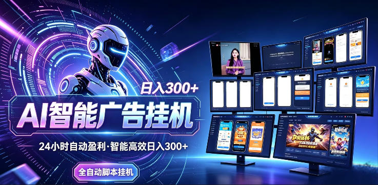 AI智能广告挂G项目，无需人工，单机稳定日入200+，可矩阵放大，24小时不间断刷广告賺收益【揭秘】-K6源码网