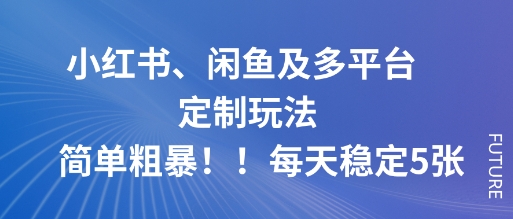 小红书、闲鱼及多平台定制玩法简单粗暴!每天稳定5张-K6源码网