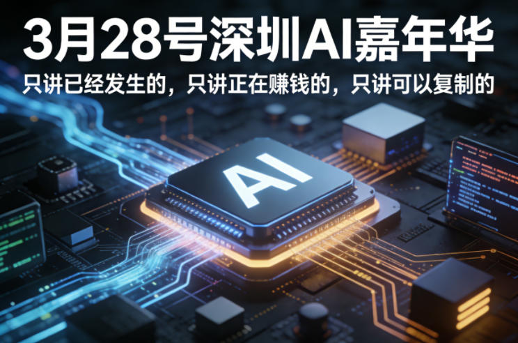 3月28号深圳AI嘉年华，只讲已经发生的，只讲正在賺钱的，只讲可以复制的-K6源码网
