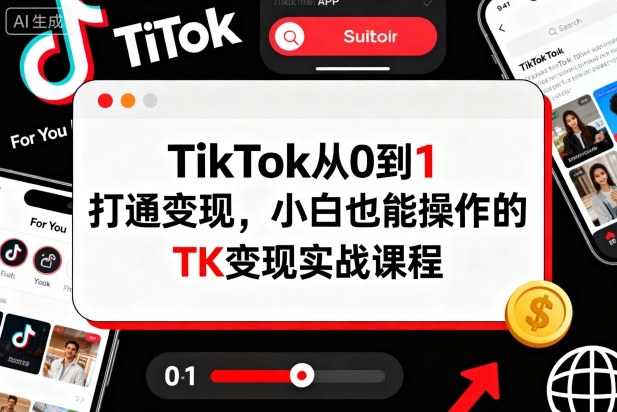 TikTok从0到1打通变现,小白也能操作的TK变现实战课程-K6源码网
