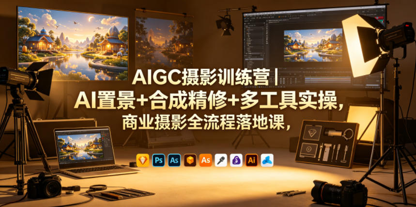AIGC摄影训练营｜AI置景+合成精修+多工具实操，商业摄影全流程落地课-K6源码网