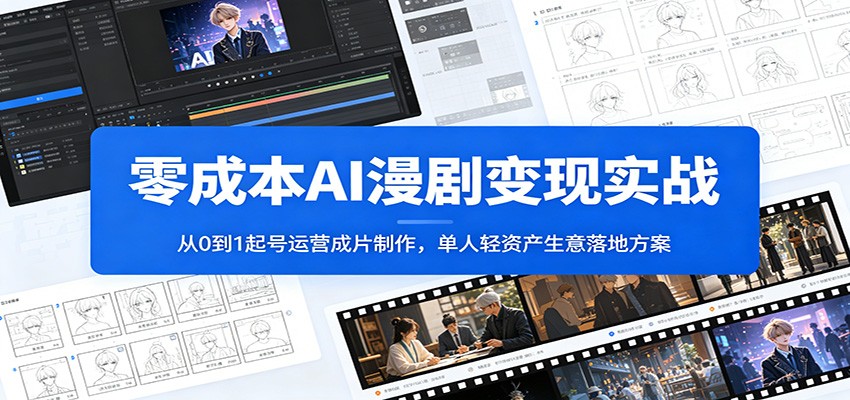 零成本AI漫剧变现实战：从0到1起号运营成片制作，单人轻资产生意落地方案-K6源码网
