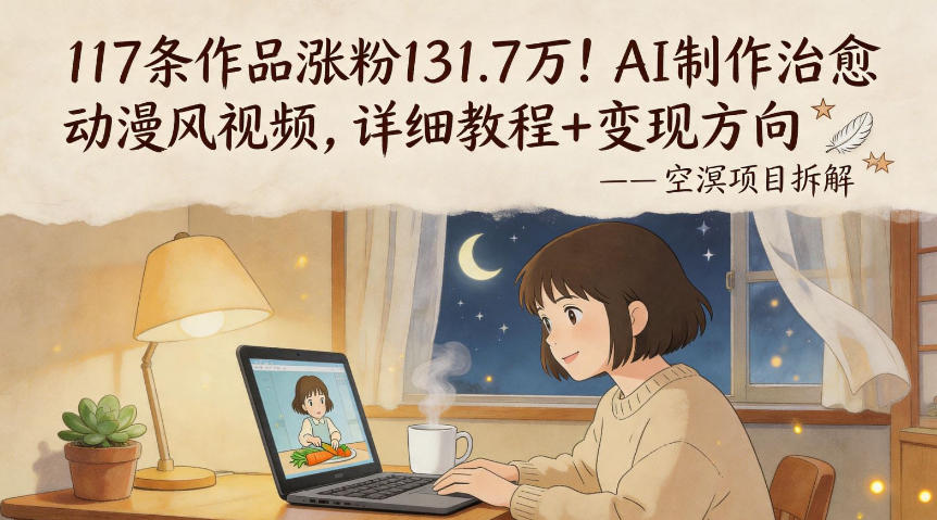 117条作品涨粉131.7W！AI制作治愈动漫风视频，详细教程+变现方向-K6源码网