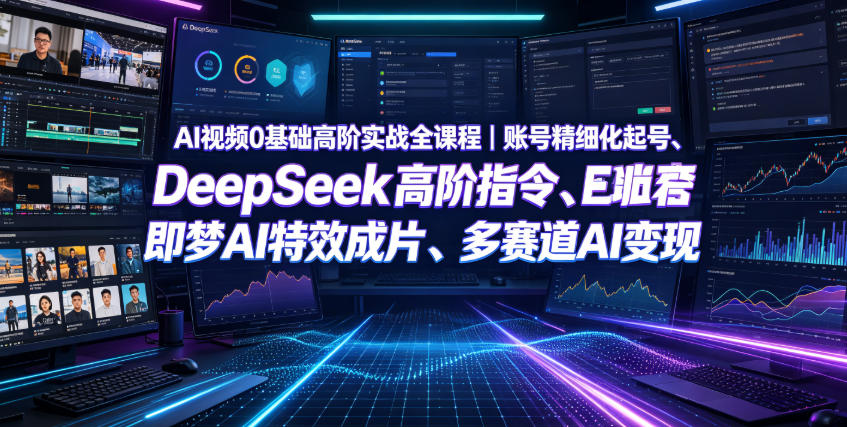 AI视频0基础高阶实战全课程｜账号精细化起号、DeepSeek高阶指令、即梦AI特效成片、多赛道AI短视频量产变现-K6源码网