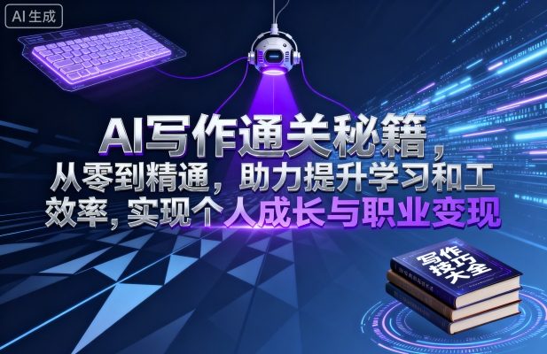 AI写作通关秘籍，从零到精通，助力提升学习和工作效率，实现个人成长与职业变现-K6源码网