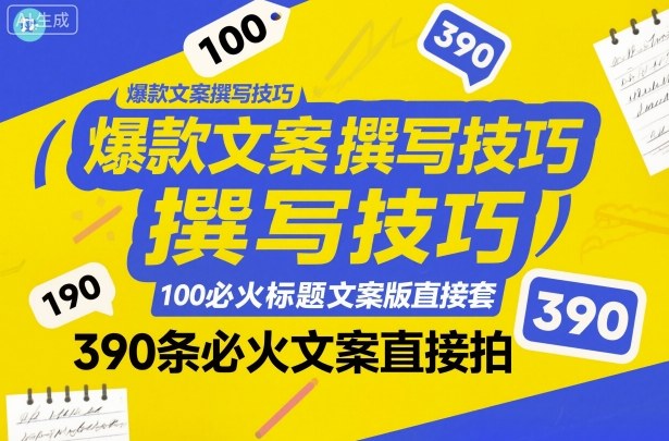 爆款文案撰写技巧，100个必火标题文案模版直接套，390条必火文案直接拍-K6源码网