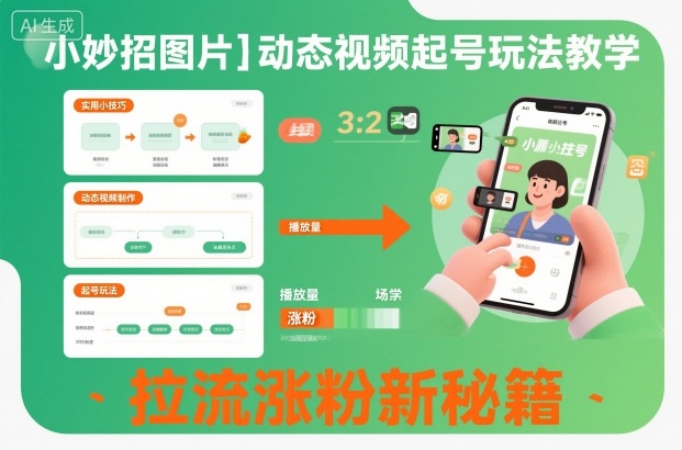 小妙招图片＋动态视频起号玩法教学，拉流涨粉新秘籍-K6源码网