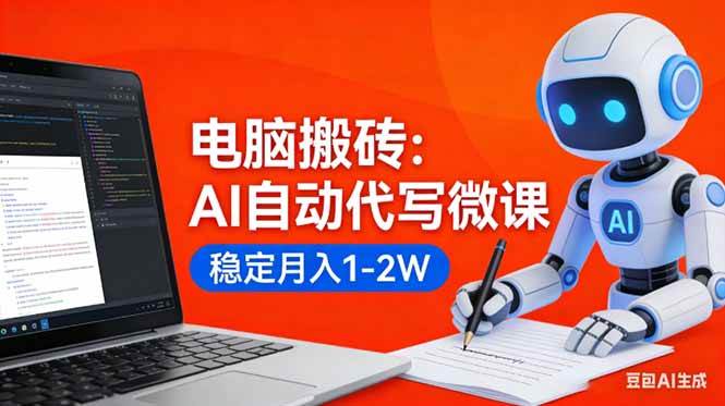 (17582期)电脑搬砖:AI自动代写微课,稳定月入1-2W,提供接单渠道,0门槛小白可做!-K6源码网
