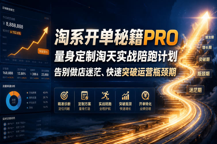 淘系开单秘籍PRO,量身定制淘天实战陪跑计划,告别做店迷茫、快速突破运营瓶颈期(2026年6月11)-K6源码网