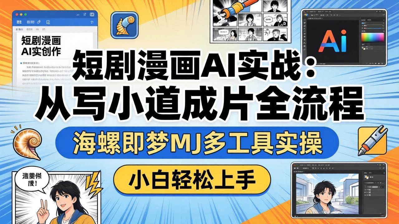 （17945期）短剧漫画AI实战：从写小说到成片全流程，海螺即梦MJ多工具实操，小白轻松上手-K6源码网