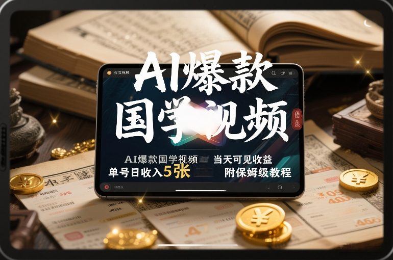 AI爆款国学视频，独家起号方法，小白直接上手，当天可见收益，单号日收入5张+附保姆级教程-K6源码网