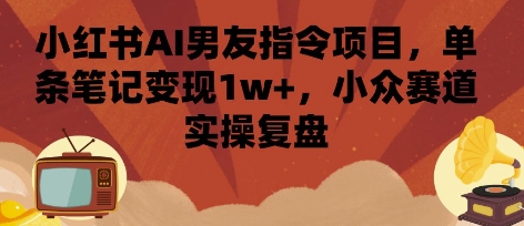 小红书AI男友指令项目，单条笔记变现1w+，小众赛道实操复盘-K6源码网