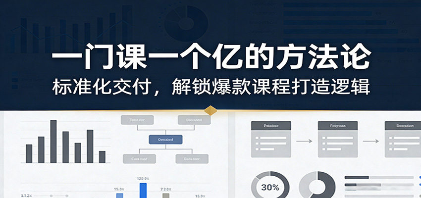 一门课一个亿的方法论：标准化交付，解锁爆款课程打造逻辑-K6源码网