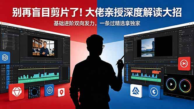 （18384期）别再盲目剪片了！大佬亲授深度解读大招，基础进阶双向发力，一条过精选拿独家-K6源码网