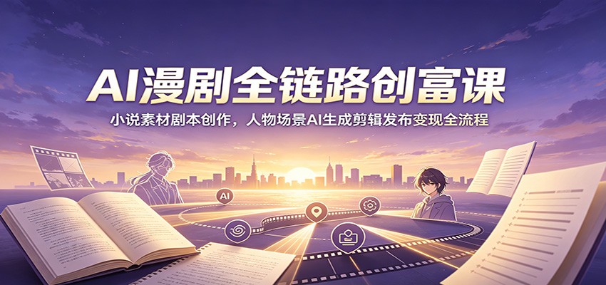AI漫剧全链路创富课：小说素材剧本创作，人物场景AI生成剪辑发布变现全流程-K6源码网
