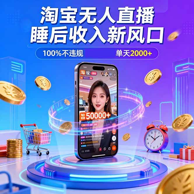 （16822期）淘宝无人直播，不违规不封号，直播100小时卖了5万，年底旺季！-K6源码网