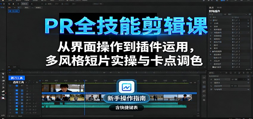 PR全技能剪辑课:从界面操作到插件运用,多风格短片实操与卡点调色-K6源码网