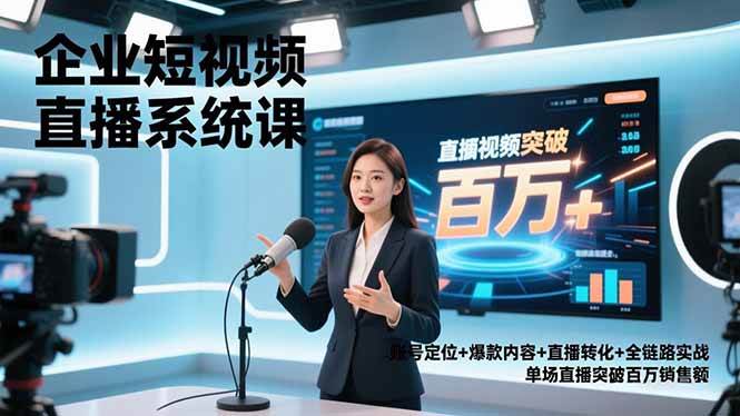 （16878期）企业短视频直播系统课，账号定位+爆款内容+直播转化+全链路实战，单场直播突破百万销售额-K6源码网