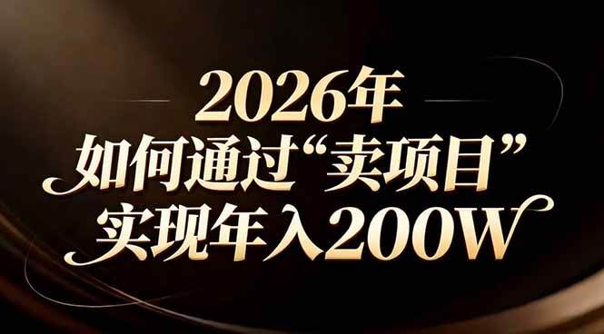 (17309期)站在2026年的十字路口:一个普通人如何通过卖项目实现年入200万-K6源码网