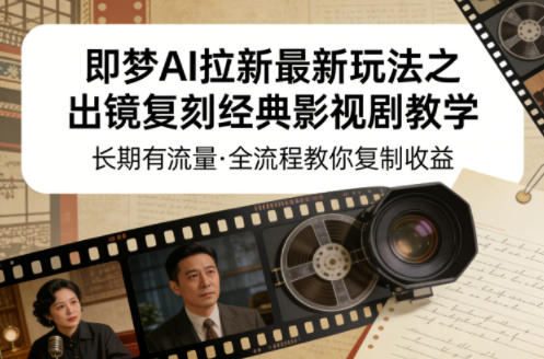 即梦AI拉新最新玩法之出镜复刻经典影视剧教学，长期有流量，全流程教你复制收益-K6源码网