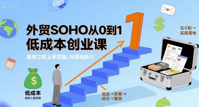 外贸SOHO从0到1低成本创业课,能够立刻上手实操与落地执行-K6源码网