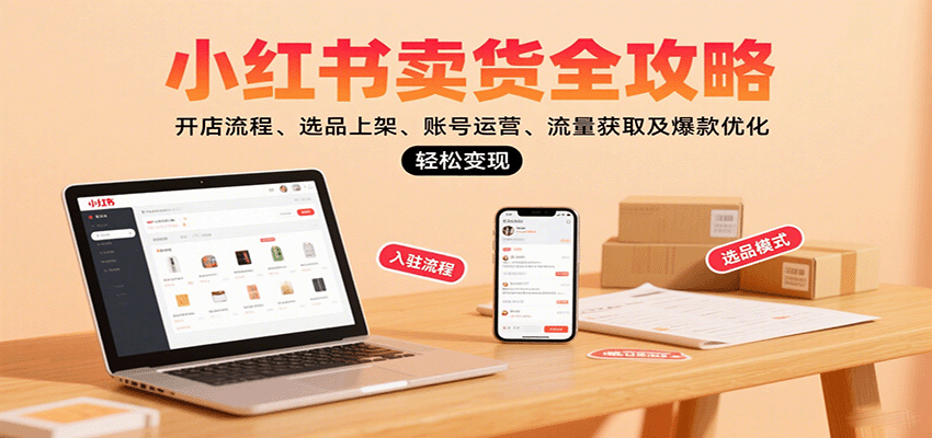小红书卖货全攻略：开店流程、选品上架、账号运营、流量获取及爆款优化，轻松变现-K6源码网