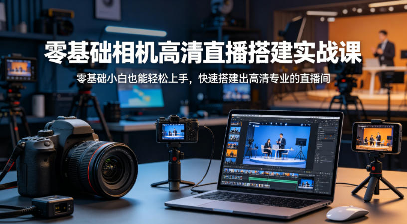 零基础相机高清直播间搭建实战课，小白也能轻松上手，快速搭建出高清专业的直播间-K6源码网