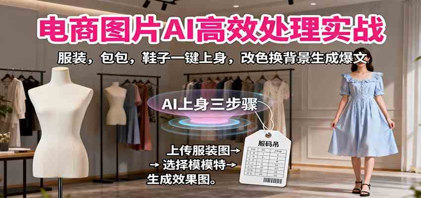 电商图片AI高效处理实战,服装,包包,鞋子一键上身,改色换背景生成爆文-K6源码网