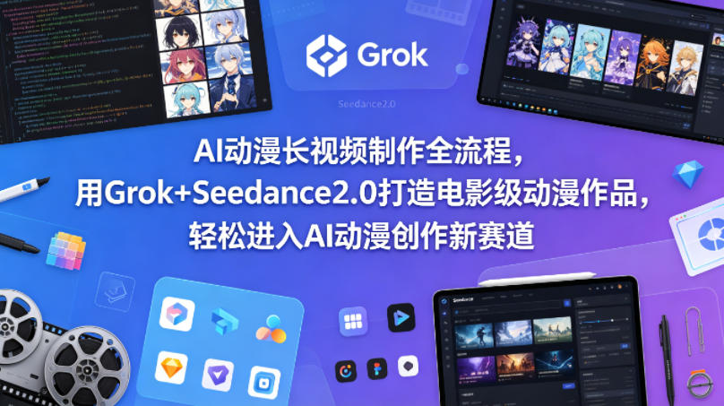 AI动漫长视频制作全流程，用Grok+Seedance2.0打造电影级动漫作品，轻松进入AI动漫创作新赛道-K6源码网