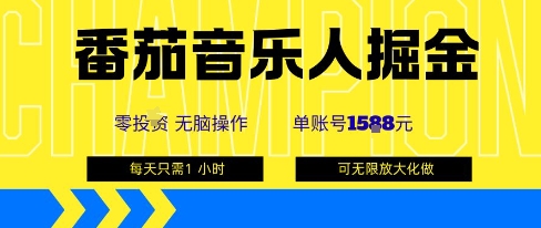 番茄音乐人掘金，单账号最高可撸1k+，可无限矩阵去做，零投入-K6源码网