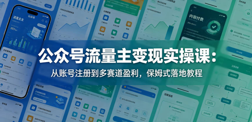 公众号流量主变现实操课：从账号注册到多赛道盈利，保姆式落地教程-K6源码网