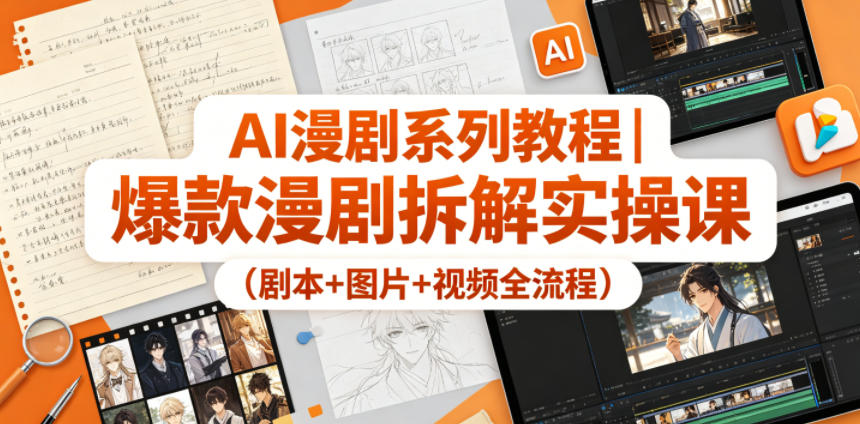AI漫剧系列教程｜爆款漫剧拆解实操课（剧本+图片+视频全流程）-K6源码网