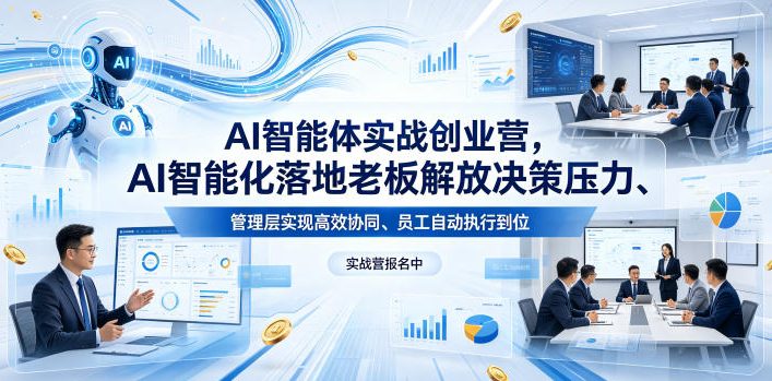 AI智能体实战创业营26年4月23-25号线下课，AI智能化落地老板解放决策压力、管理层实现高效协同、员工自动执行到位-K6源码网