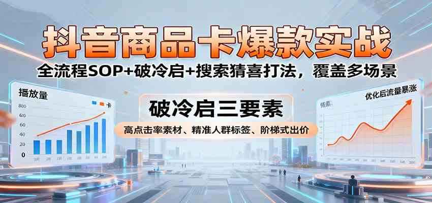 抖音商品卡爆款实战:全流程SOP+破冷启+搜索猜喜打法,覆盖多场景-K6源码网