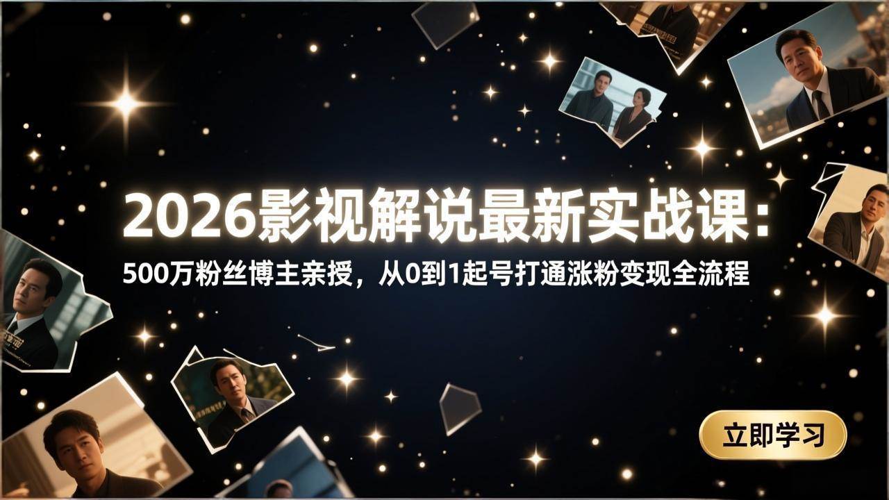 （17530期）2026影视解说最新实战课：500万粉丝博主亲授，从0到1起号打通涨粉变现全流程-K6源码网