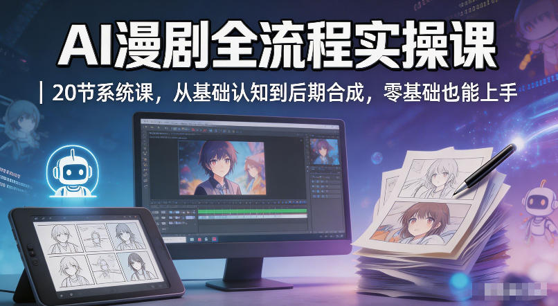 AI漫剧全流程实操课｜20节系统课，从基础认知到后期合成，零基础也能上手-K6源码网