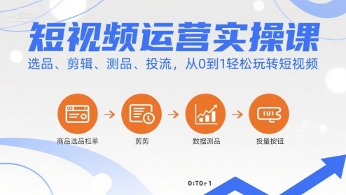 短视频运营实操课,选品、剪辑、测品、投流,从0到1轻松玩转短视频-K6源码网