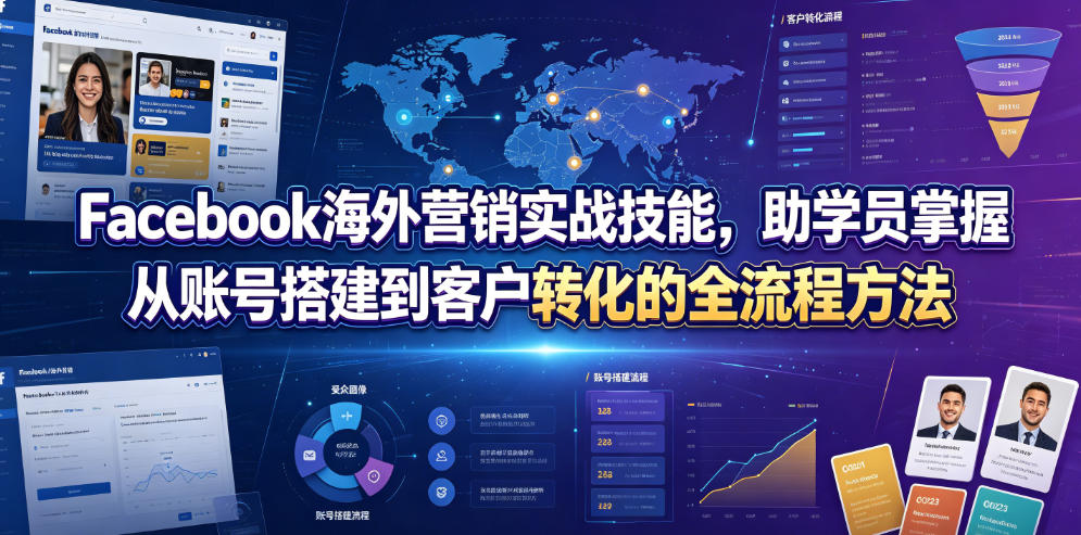 Facebook海外营销实战技能，助学员掌握从账号搭建到客户转化的全流程方法-K6源码网