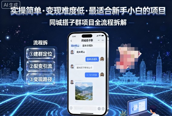 实操简单,变现难度低,最适合新手小白做的项目,每天轻松收入3张,同城搭子群项目全流程拆解-K6源码网